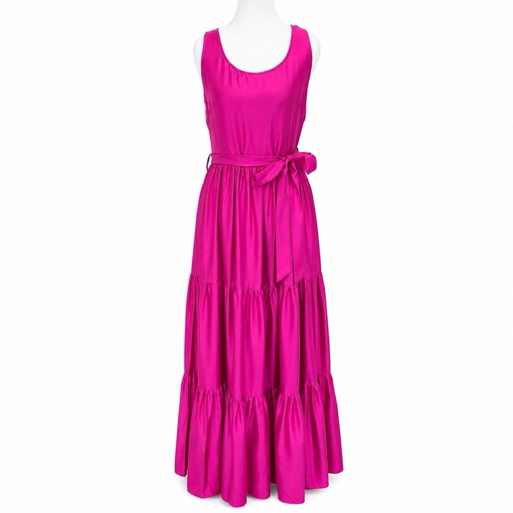 NWT La DoubleJ Pellicano Dinner Dress M Fuchsia 100% Silk Maxi $970 - Made Italy